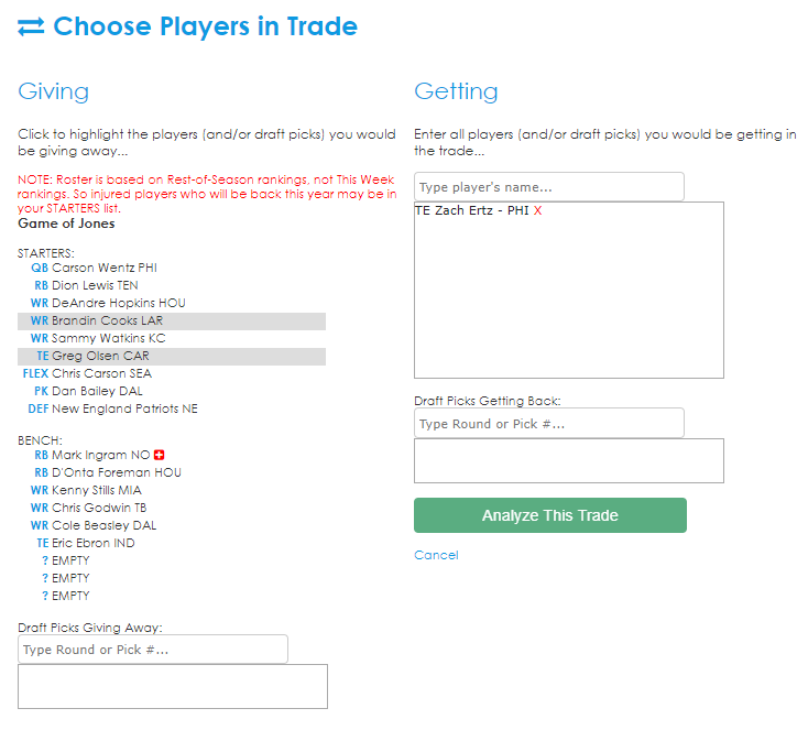 Fantasy Football Trade Analyzer
